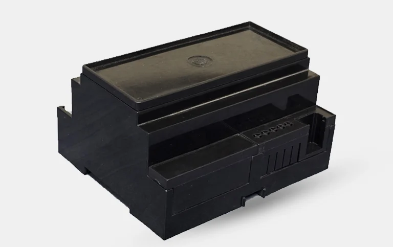 Black modular DIN-rail enclosure