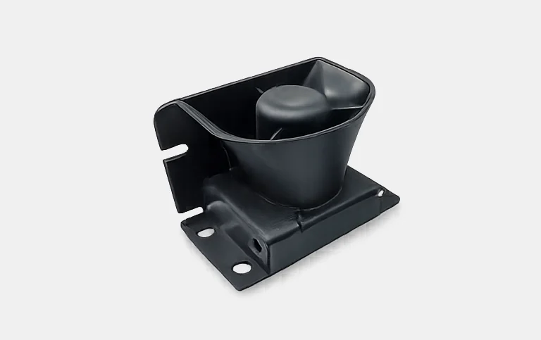 Black moulded horn housing with mounting flange