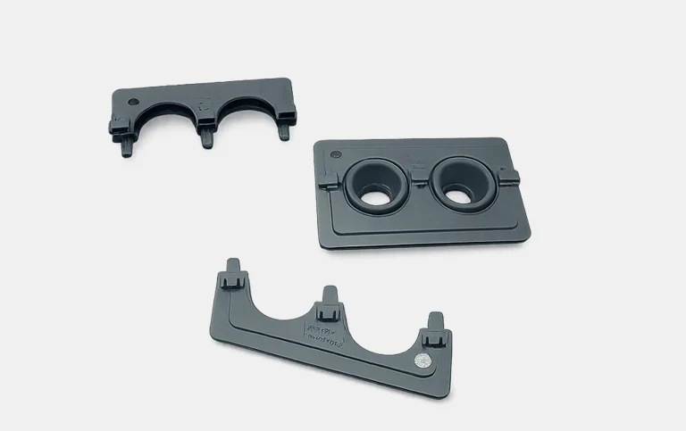 Grey hose clamping plates and clips