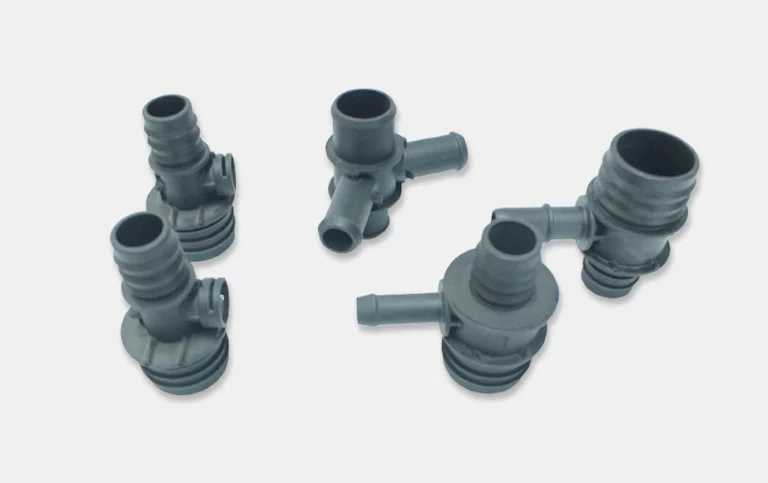 Grey stepped tee fittings with ribbed hose ends